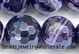 CAA5985 15 inches 12mm faceted round AB-color line agate beads