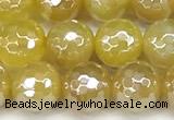 CAA5987 15 inches 6mm faceted round AB-color line agate beads