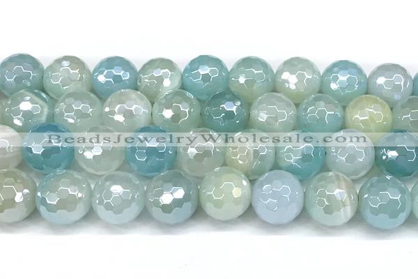 CAA6003 15 inches 12mm faceted round AB-color line agate beads