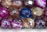 CAA6009 15 inches 6mm faceted round AB-color line agate beads