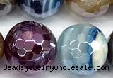 CAA6012 15 inches 12mm faceted round AB-color line agate beads