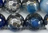 CAA6022 15 inches 10mm faceted round electroplated line agate beads