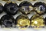 CAA6025 15 inches 8mm faceted round electroplated agate beads