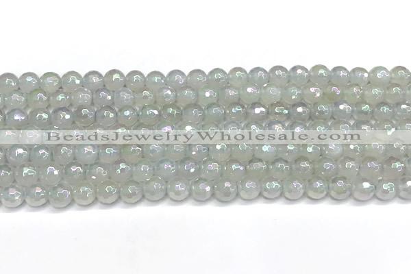 CAA6034 15 inches 6mm faceted round AB-color white agate beads