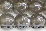 CAA6040 15 inches 10mm faceted round AB-color grey agate beads