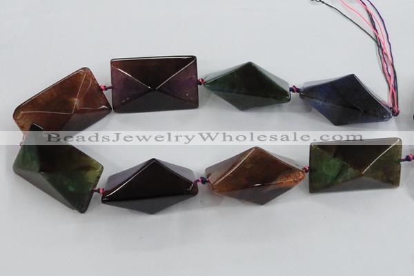 CAA605 15.5 inches 30*30*45mm pyramid dragon veins agate beads