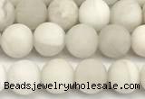 CAA6076 15 inches 6mm round matte white crazy lace agate beads