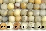 CAA6085 15 inches 4mm round matte yellow crazy lace agate beads