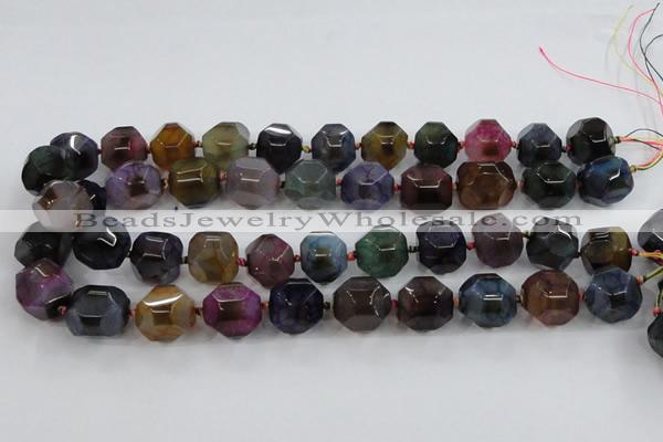 CAA609 15.5 inches 15*15mm faceted nuggets dragon veins agate beads