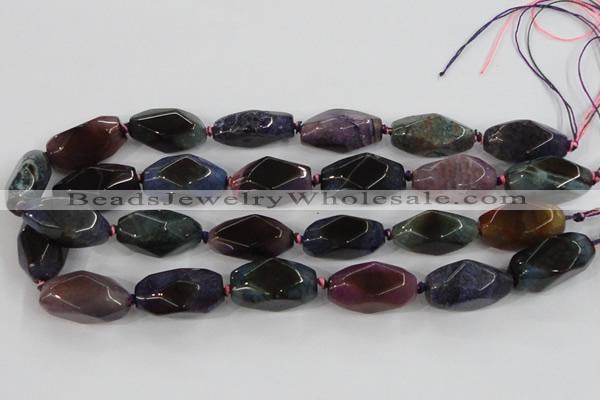 CAA614 15.5 inches 15*30mm faceted nuggets dragon veins agate beads