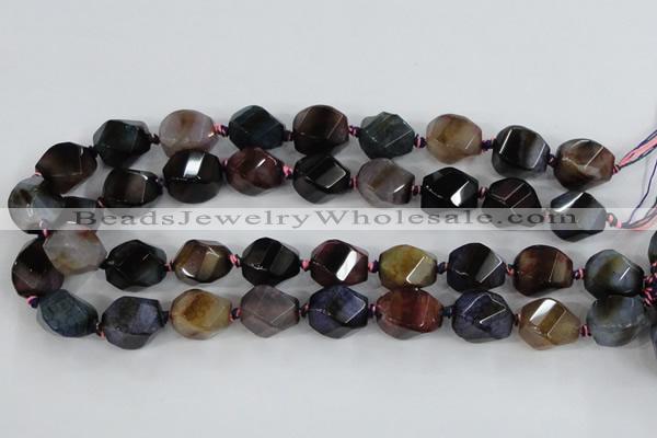 CAA618 15.5 inches 15*20mm faceted & twisted dragon veins agate beads