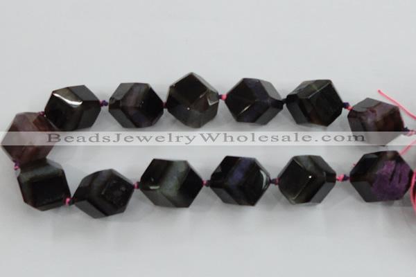 CAA620 15.5 inches 20*20mm faceted cube dragon veins agate beads