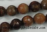 CAA722 15.5 inches 14mm faceted round fire crackle agate beads