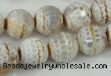 CAA724 15.5 inches 14mm faceted round fire crackle agate beads