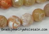 CAA727 15.5 inches 14mm faceted round fire crackle agate beads