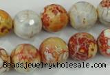 CAA729 15.5 inches 14mm faceted round fire crackle agate beads