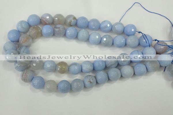 CAA739 15.5 inches 14mm faceted round blue lace agate beads wholesale