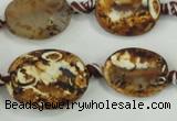 CAA760 15.5 inches 14*18mm twisted oval wooden agate beads