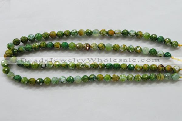 CAA790 15.5 inches 8mm faceted round fire crackle agate beads