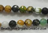 CAA791 15.5 inches 8mm faceted round fire crackle agate beads