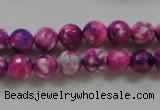 CAA795 15.5 inches 8mm faceted round fire crackle agate beads