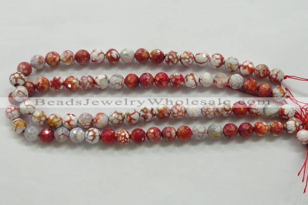 CAA799 15.5 inches 10mm faceted round fire crackle agate beads