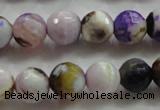 CAA804 15.5 inches 12mm faceted round fire crackle agate beads