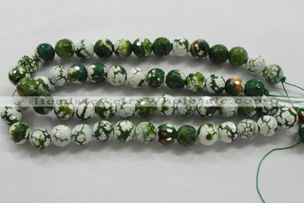 CAA808 15.5 inches 14mm faceted round fire crackle agate beads