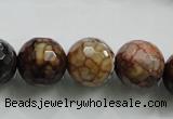 CAA813 15.5 inches 16mm faceted round fire crackle agate beads