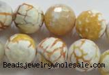 CAA816 15.5 inches 16mm faceted round fire crackle agate beads