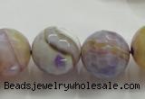 CAA819 15.5 inches 18mm faceted round fire crackle agate beads