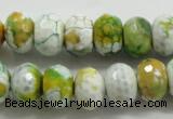 CAA825 15.5 inches 10*14mm faceted rondelle fire crackle agate beads