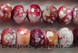 CAA826 15.5 inches 10*14mm faceted rondelle fire crackle agate beads