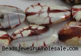 CAA838 15.5 inches 16*28mm twisted oval fire crackle agate beads