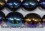 CAA854 15.5 inches 16*20mm egg-shaped AB-color black agate beads