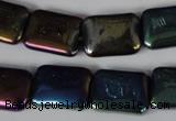 CAA861 15.5 inches 13*18mm rectangle AB-color black agate beads