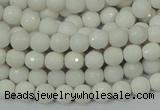 CAA92 15.5 inches 4mm faceted round white agate gemstone beads