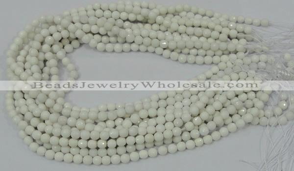 CAA92 15.5 inches 4mm faceted round white agate gemstone beads