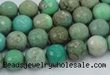 CAB08 15.5 inches 10mm faceted round green grass agate gemstone beads