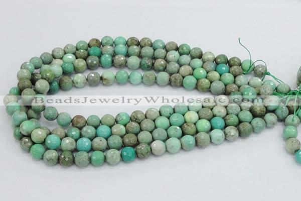 CAB08 15.5 inches 10mm faceted round green grass agate gemstone beads