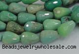 CAB14 15.5 inches 8*12mm faceted teardrop green grass agate beads