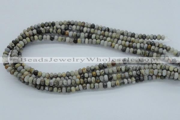 CAB141 15.5 inches 4*6mm rondelle bamboo leaf agate beads