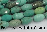 CAB19 15.5 inches 8*12mm faceted rice green grass agate beads