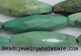 CAB22 15.5 inches 11*40mm faceted rice green grass agate beads