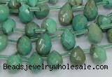 CAB23 15.5 inches 7*10mm faceted teardrop green grass agate beads