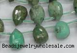 CAB24 15.5 inches 10*14mm faceted teardrop green grass agate beads