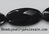 CAB321 15.5 inches 20*40mm faceted oval black agate gemstone beads