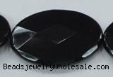 CAB323 15.5 inches 35*50mm faceted oval black agate gemstone beads