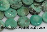 CAB33 15.5 inches 14mm faceted coin green grass agate gemstone beads