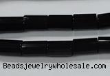 CAB333 15.5 inches 8*12mm faceted column black agate gemstone beads